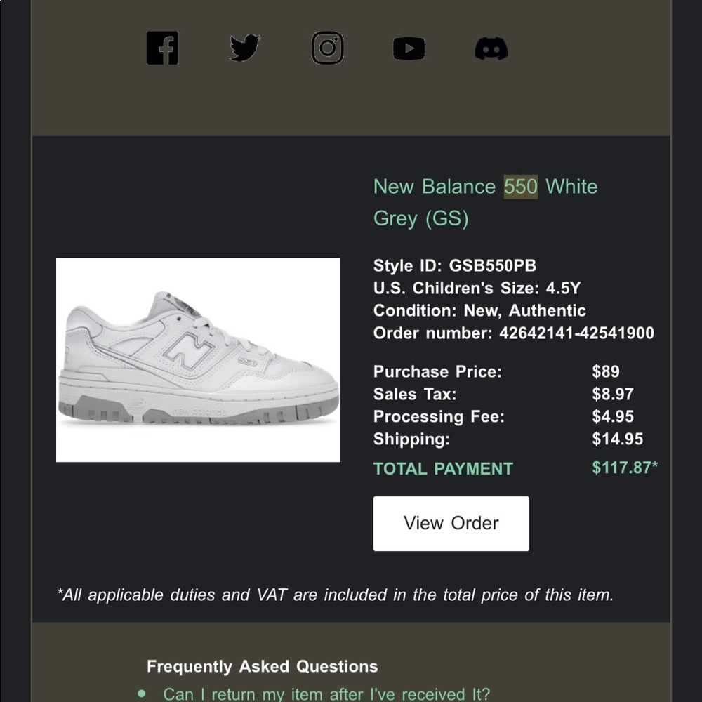 New balance 550 sneakers